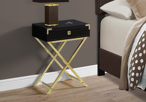 Homeroots 24" Gold And Dark Brown Wood And Metal End Table With Drawer Cappuccino,Gold  333263
