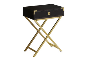 HomeRoots 24" Sleek End Table with Drawer - Modern Industrial Design Perfect for Small Spaces and Stylish Homes Cappuccino,Gold 333263
