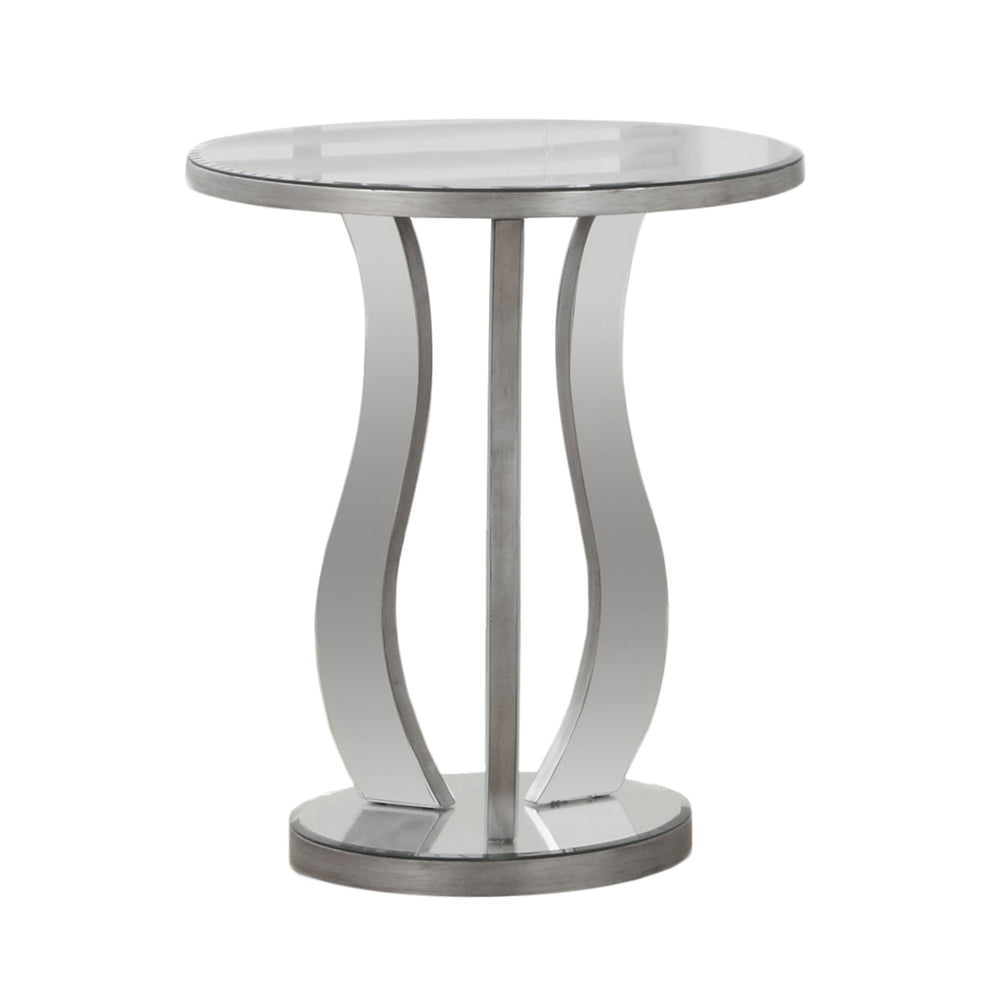 Homeroots 24" Silver Glass Round End Table   333268