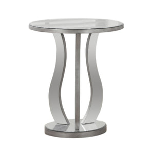 Homeroots 24" Silver Glass Round End Table   333268