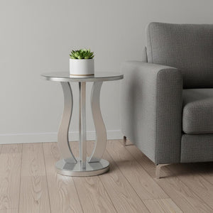 HomeRoots 24" Silver Glass Round End Table – Modern Mirrored Design for Living Room, Bedroom & Entryway Style 333268