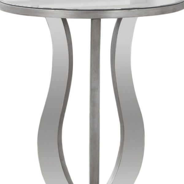 Homeroots 24" Silver Glass Round End Table   333268