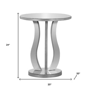 HomeRoots 24" Silver Glass Round End Table – Modern Mirrored Design for Living Room, Bedroom & Entryway Style 333268