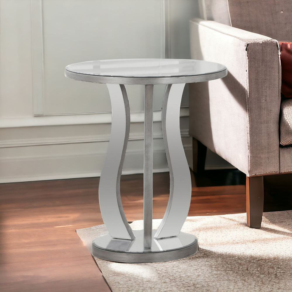 Homeroots 24" Silver Glass Round End Table   333268