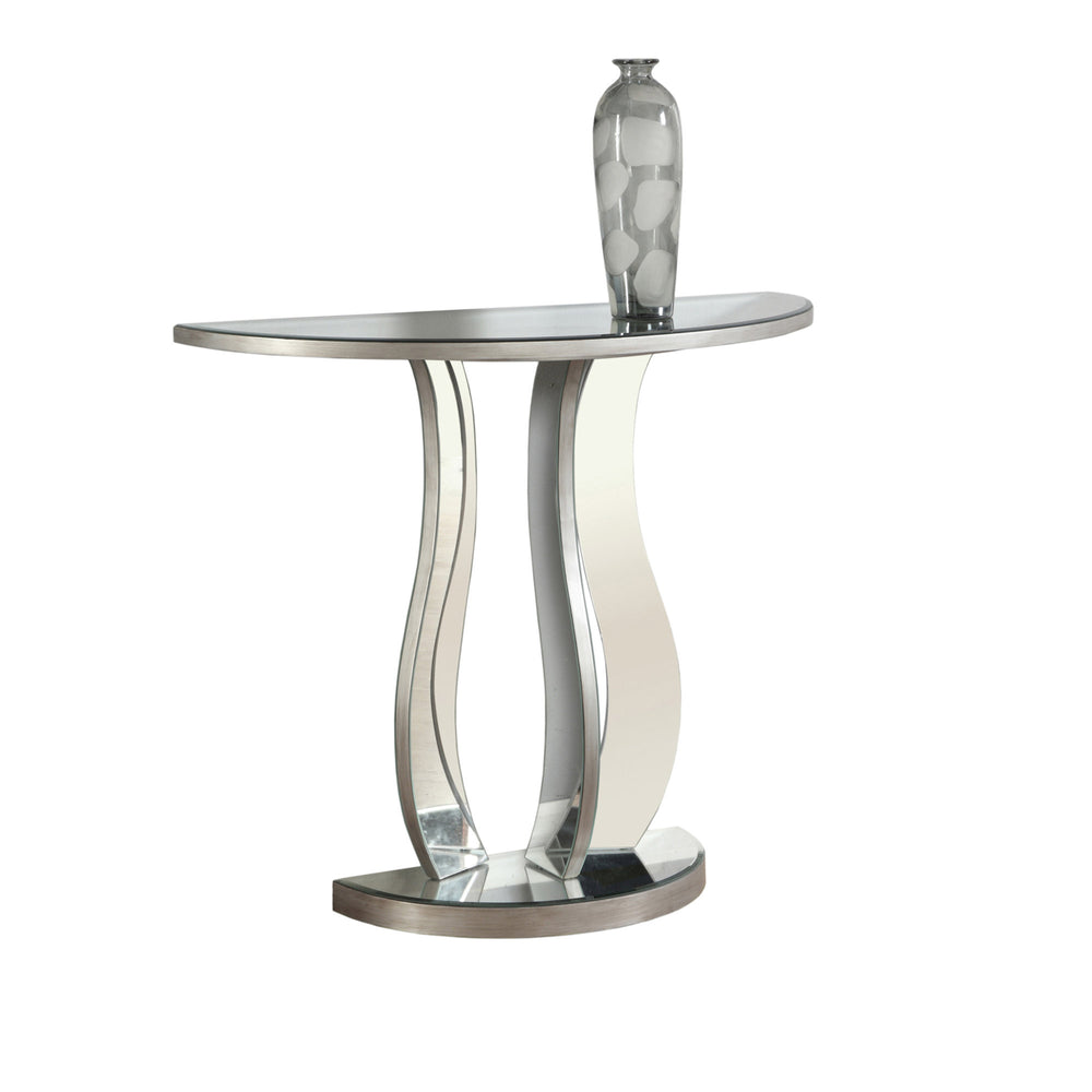 Homeroots 33" Silver Glass Mirrored End Table Silver  333269