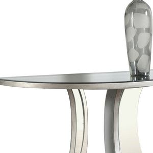 Homeroots 33" Silver Glass Mirrored End Table Silver  333269