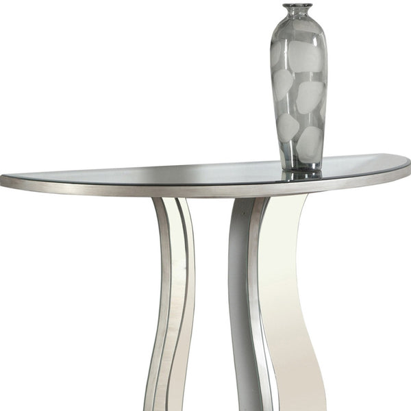 Homeroots 33" Silver Glass Mirrored End Table Silver  333269