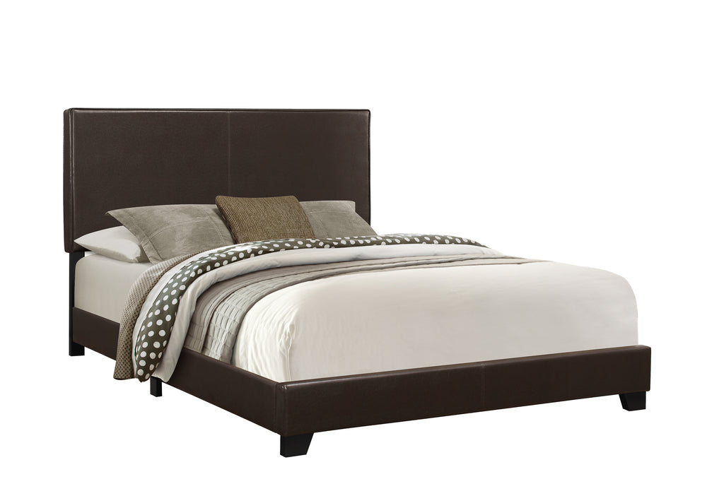 Homeroots Brown Standard Bed Upholstered With Headboard  Solid Manufactured Wood 333279