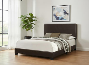 HomeRoots Brown Upholstered Bed with Headboard – Luxurious Faux Leather, Contemporary Design for Comfort & Style 333279
