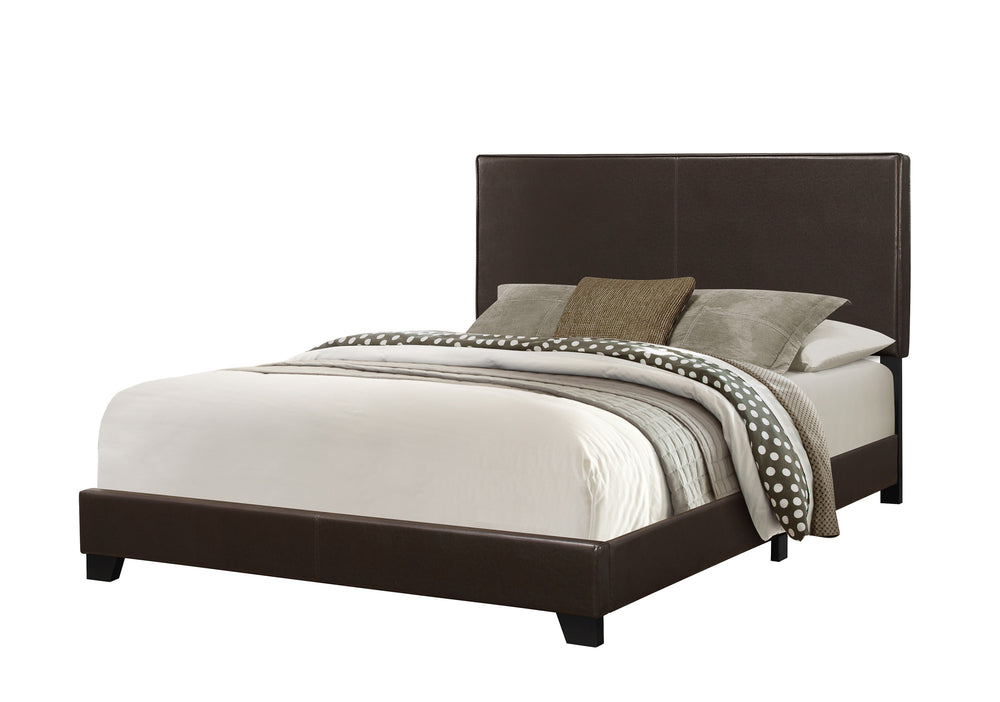 Homeroots Brown Standard Bed Upholstered With Headboard  Solid Manufactured Wood 333279