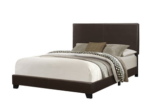 Homeroots Brown Standard Bed Upholstered With Headboard  Solid Manufactured Wood 333279