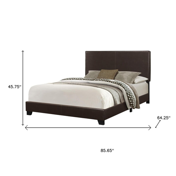HomeRoots Brown Upholstered Bed with Headboard – Luxurious Faux Leather, Contemporary Design for Comfort & Style 333279