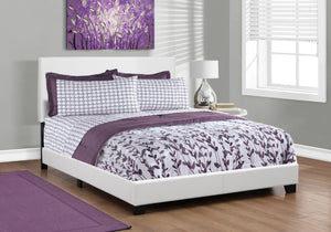HomeRoots White Faux Leather Queen Bed Frame - Modern Elegance with Sturdy Design, Chic Two-Tone Aesthetic 333281