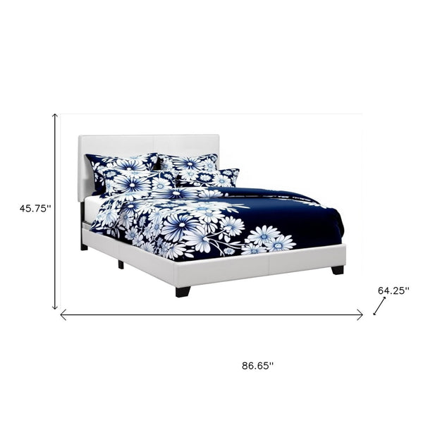 HomeRoots White Faux Leather Queen Bed Frame - Modern Elegance with Sturdy Design, Chic Two-Tone Aesthetic 333281