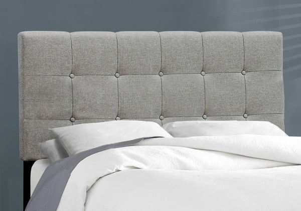 HomeRoots Gray Full Upholstered Linen Bed Frame - Stylish Modern Design with Durable Wood Construction Grey,Black 333284