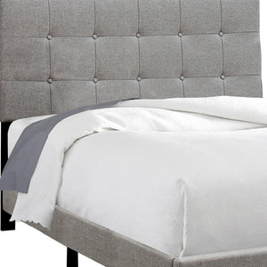 Homeroots Gray Solid And Manufactured Wood Full Upholstered Linen Bed Frame Grey,Black Foam 333284