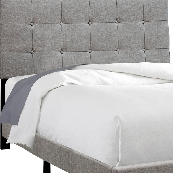 Homeroots Gray Solid And Manufactured Wood Full Upholstered Linen Bed Frame Grey,Black Foam 333284