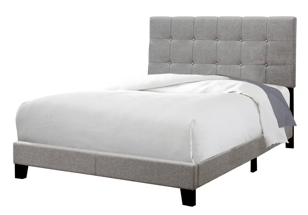 HomeRoots Gray Full Upholstered Linen Bed Frame - Stylish Modern Design with Durable Wood Construction Grey,Black 333284