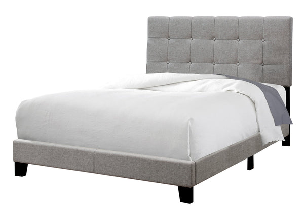 Homeroots Gray Solid And Manufactured Wood Full Upholstered Linen Bed Frame Grey,Black Foam 333284