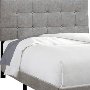 Homeroots Gray Solid And Manufactured Wood Full Upholstered Linen Bed Frame Grey,Black Foam 333284