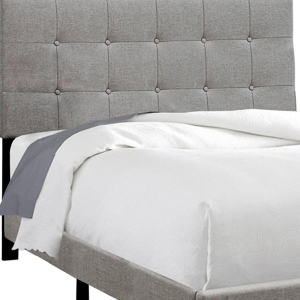 Homeroots Gray Solid And Manufactured Wood Full Upholstered Linen Bed Frame Grey,Black Foam 333284