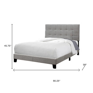 HomeRoots Gray Full Upholstered Linen Bed Frame - Stylish Modern Design with Durable Wood Construction Grey,Black 333284