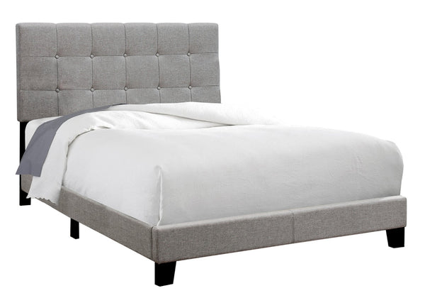 HomeRoots Gray Full Upholstered Linen Bed Frame - Stylish Modern Design with Durable Wood Construction Grey,Black 333284