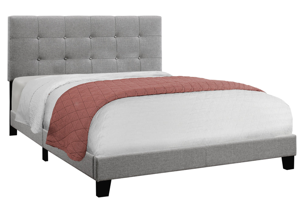 Homeroots Gray Queen Tufted Upholstered Bed Frame Grey Foam 333285