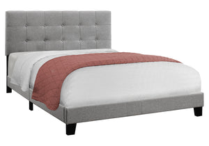 Homeroots Gray Queen Tufted Upholstered Bed Frame Grey Foam 333285