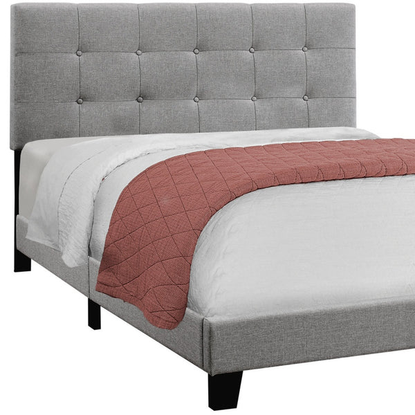 Homeroots Gray Queen Tufted Upholstered Bed Frame Grey Foam 333285