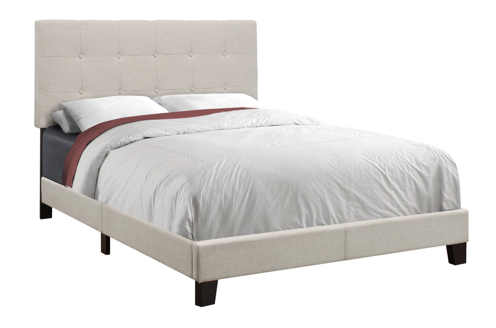 Homeroots Beige Full Tufted Upholstered Bed Frame Beige,Black Foam 333287