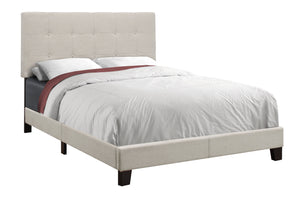 Homeroots Beige Full Tufted Upholstered Bed Frame Beige,Black Foam 333287