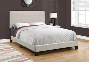 Homeroots Beige Full Tufted Upholstered Bed Frame Beige,Black Foam 333287