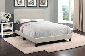 Homeroots Beige Full Tufted Upholstered Bed Frame Beige,Black Foam 333287