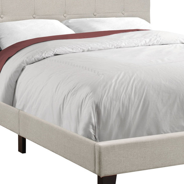 Homeroots Beige Full Tufted Upholstered Bed Frame Beige,Black Foam 333287