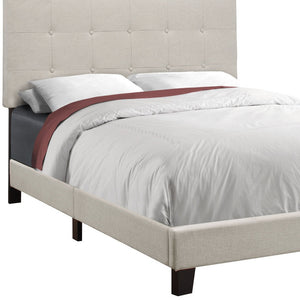 Homeroots Beige Full Tufted Upholstered Bed Frame Beige,Black Foam 333287