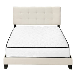 HomeRoots Gray Queen Tufted Upholstered Bed Frame – Elegant Comfort with Solid Wood Support for Stylish Bedrooms Beige 333288