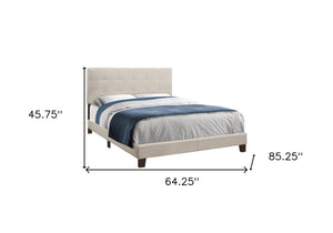 Homeroots Beige Queen Upholstered Bed Frame Beige Foam 333288