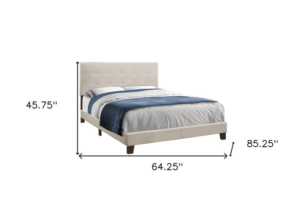 Homeroots Beige Queen Upholstered Bed Frame Beige Foam 333288