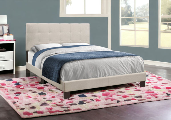 Homeroots Beige Queen Upholstered Bed Frame Beige Foam 333288