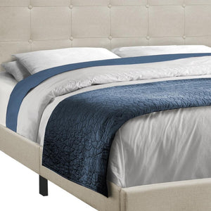 HomeRoots Gray Queen Tufted Upholstered Bed Frame – Elegant Comfort with Solid Wood Support for Stylish Bedrooms Beige 333288