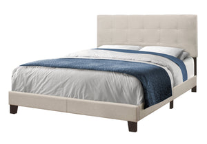 Homeroots Beige Queen Upholstered Bed Frame Beige Foam 333288