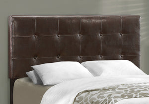 Homeroots Brown Solid And Manufactured Wood Full Upholstered Faux Leather Bed Frame Brown,Black Foam 333290