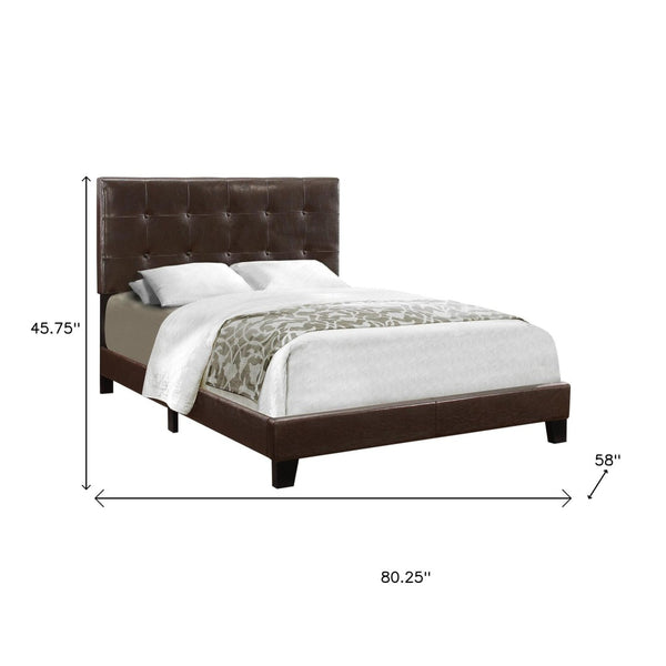 HomeRoots Gray Full Upholstered Linen Bed Frame - Stylish Modern Design with Durable Wood Construction Brown,Black 333290
