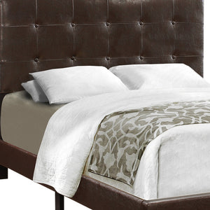 Homeroots Brown Solid And Manufactured Wood Full Upholstered Faux Leather Bed Frame Brown,Black Foam 333290
