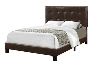 Homeroots Brown Solid And Manufactured Wood Full Upholstered Faux Leather Bed Frame Brown,Black Foam 333290