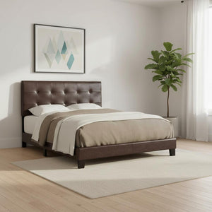 HomeRoots Gray Queen Tufted Upholstered Bed Frame – Elegant Comfort with Solid Wood Support for Stylish Bedrooms Brown 333291