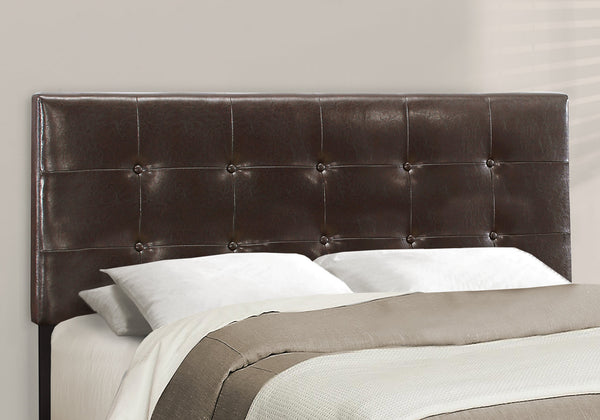 Homeroots Dark Brown Solid Wood Queen Tufted Upholstered Linen Bed Frame With Nailhead Trim Brown Foam 333291