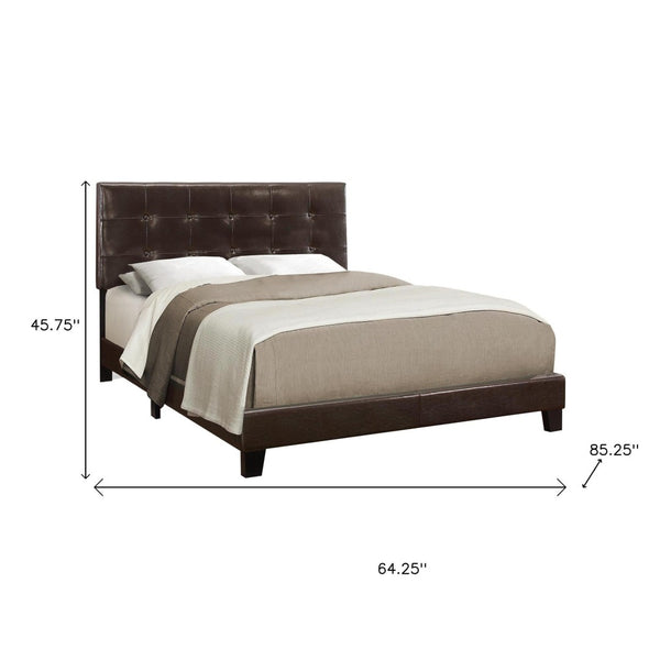 HomeRoots Gray Queen Tufted Upholstered Bed Frame – Elegant Comfort with Solid Wood Support for Stylish Bedrooms Brown 333291