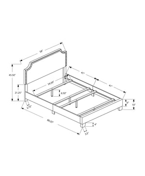 Homeroots Gray Solid And Manufactured Wood Full Upholstered Faux Leather Bed Frame Grey Solid Manufactured Wood 333294